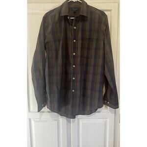 Cole Haan Shirt Men’s Medium Blue Gray Oxford Long Sleeve Button Up Grand OS